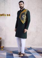 Rayon Green Navratri Wear Embroidery Work Readymade Kurta